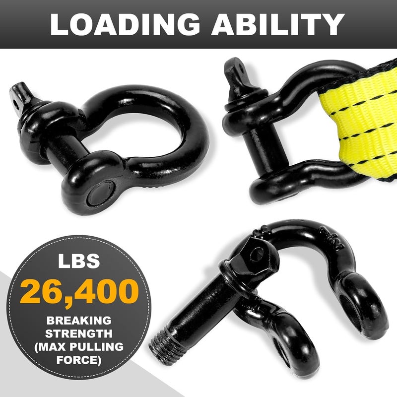 Htata Prep 1/2" D Ring Shackles with 7/8" Screw Pin, 26,400 lbs Break Strength, Heavy Duty Clevis Shackles (Black) for Jeep, Truck, SUV, Trailer, ATV, UTV（2pcs） - Image 4